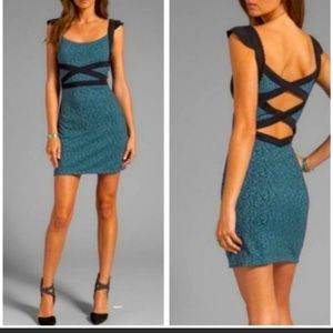 Free People Cross My Heart Bodycon Criss Cross Back Cut Out Dress S